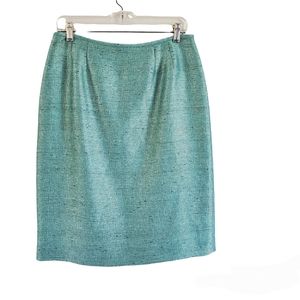 Kasper tweed iridescent  green skirt  sz 8P business midi straight